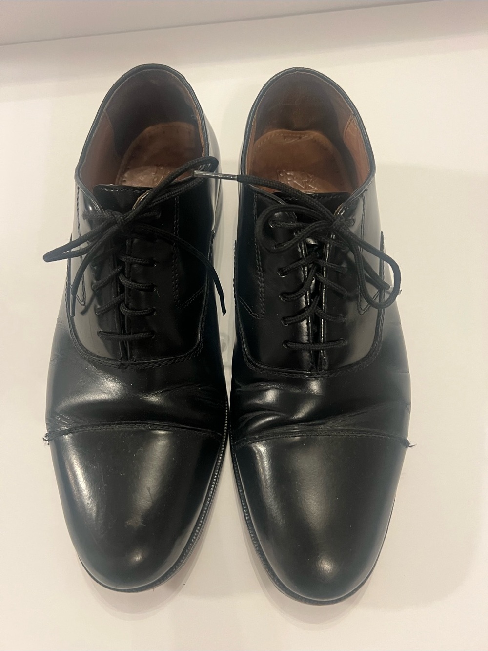 Jos. A. Bank Black Leather Cap-Toe Derby Lace-Up Shoes